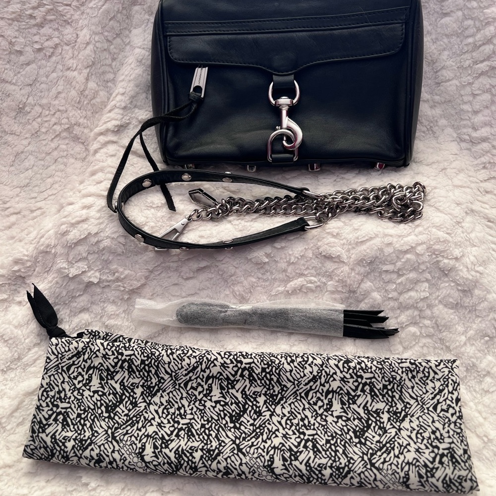 Black Rebecca Minkoff Leather Crossbody Bag with Silver Hardware